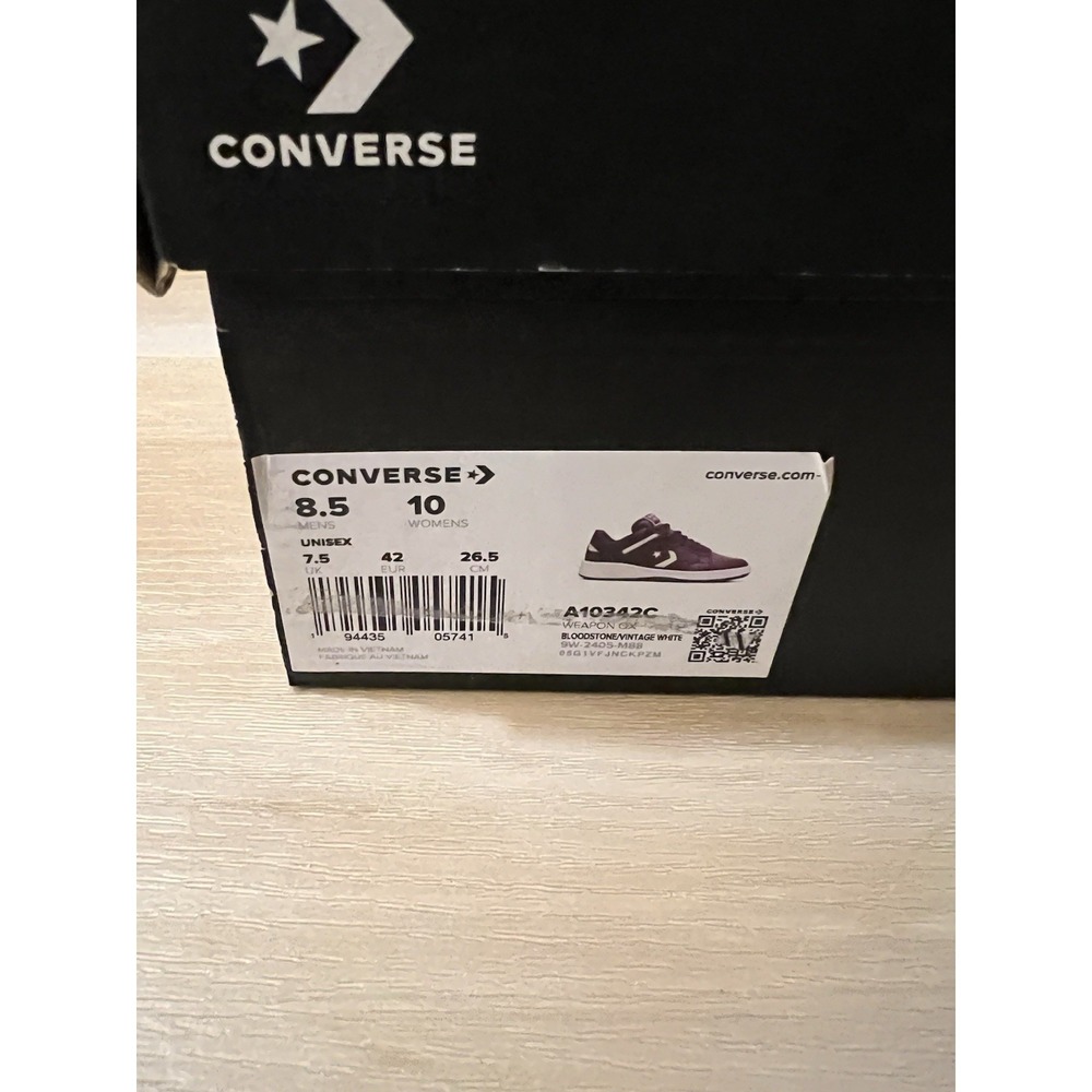 Converse Weapon Ox Sneaker Bloodstone/White Size Mens 8.5, Womens 10 New In Box - Picture 6 of 9
